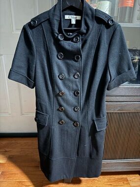 Chloé Black Short-Sleeve Double-Breasted Midi Dress